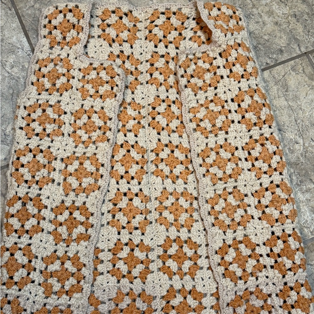 Crochet Granny Square boho vest OS Medium vintage  Large Women’s